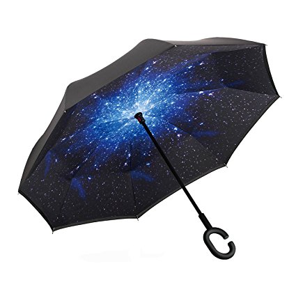 Ylovetoys Inverted Umbrella Double Layer Windproof Reverse Umbrella for Car and Outdoor Use