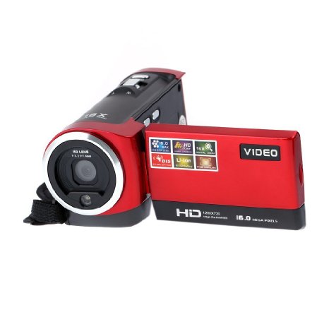 PYRUS High Definition 720P Digital Camcorder 27 TFT LCD 270 Degree Rotation 16x Zoom Portable Digital Video Recorder-Red