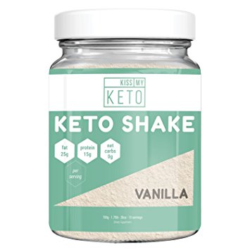 Kiss My Keto Vanilla Keto Shake Mix - 15 Servings, Low Carb High Fat, Meal Replacement, LCHF, ZERO Net Carbs, Maintain Perfect Macros on the Ketogenic Diet, Burn Fat, Increase Energy, Enter Ketosis