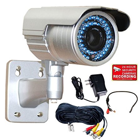 VideoSecu WDR Zoom Infrared OSD CCTV Outdoor Security Camera 1/3" Pixim DPS Sensor 690TVL Day Night IR Cut Filter 48 IR Infrared Leds 4-9mm Vari-focal Lens with Power Supply, Microphone, Cable WG0