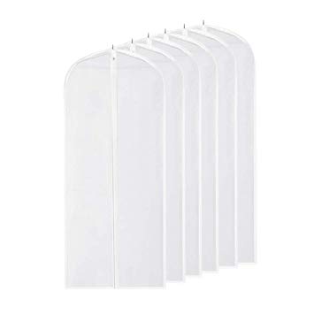 Garment Bag Clear,40 inch Suit Bag Moth Proof Garment Bags Dust Cover White Breathable Full Zipper for Clothes Storage Closet Pack of 6