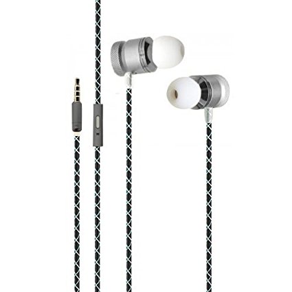 Noise Isolating in Ear Canal Headphones Earphones with Pure Sound and Powerful Bass with In-Line Microphone for iPhone, iPad, iPod, Samsung, MP3 Players etc, Steel Gray