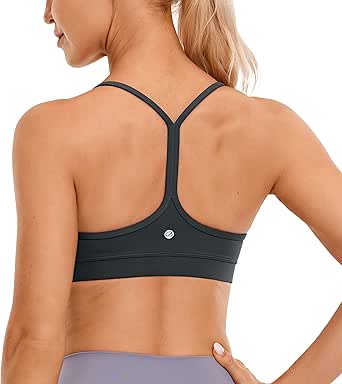 CRZ YOGA Butterluxe Womens Y Back Sports Bra - Padded Racerback Low impact Spaghetti Thin Strap Workout Yoga Bra