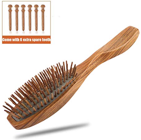 Wooden Hair Brush, 100% Sandalwood Hairbrush Anti Static Detangling Massage Hair Comb Wooden Bristle Paddle Brush with Gift Box for Women Girls Ladies