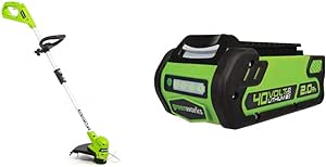 Greenworks 40V 12-Inch Cordless String Trimmer (2117002CA)   40V 2.0 Ah Lithium Ion Battery (29652)