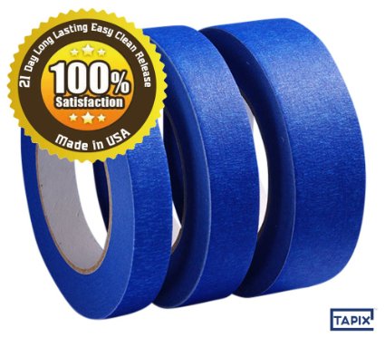 1 QUALITY BLUE PAINTERS MASKING TAPE - 21 DAY LONG LASTING EASY CLEAN RELEASE - 55 ML - 15 x 60 YD - MADE IN USA - GREAT FOR A VARIETY OF SURFACES