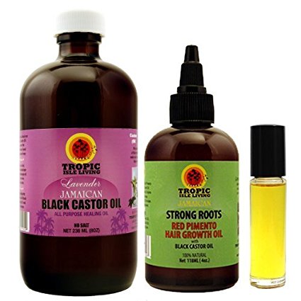 Tropic Isle Living LAVENDER Jamaican Black Castor Oil 8oz & Strong Roots Red Pimento Hair Growth Oil 4oz SET by Tropic Isle Living