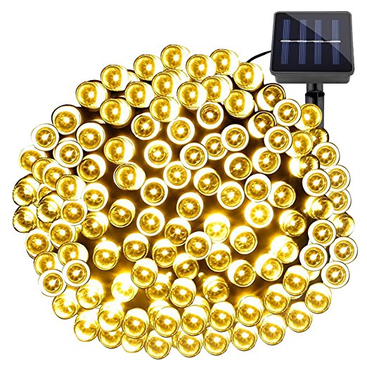 LE 200 LED Solar Powered String Lights, 72ft/22m 8 Modes Waterproof, Fairy Lights for Christmas Garden Party Patio Outdoor Decoration (Warm White)