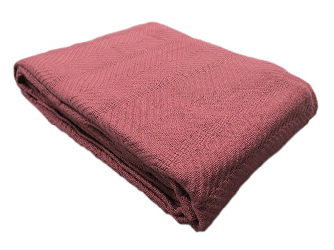 Cozy Bed - Egyptian Cotton Herringbone Weave Blanket, Twin, Burgundy