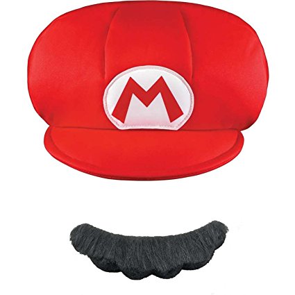 Kids Super Mario Hat and Mustache Set