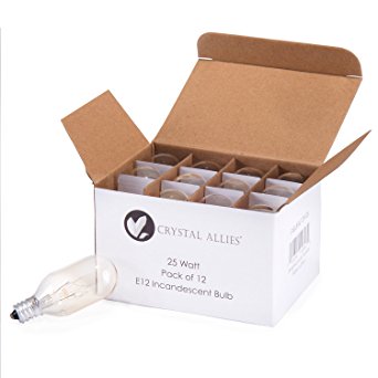Crystal Allies Long Lasting Incandescent Salt Lamp Bulbs – Pack of 12 - 25 Watt