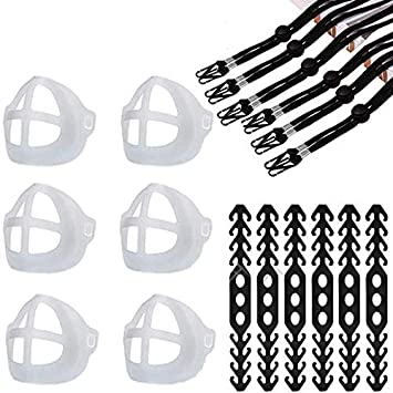 6 6 6 Pack 3D Mask Bracket - Mask Lanyard Handy -Face Inner Support Frame Bracket - Mask Holder & Hanger Comfortable Around The Neck Facemask Rest & Ear Saver