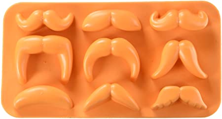 Fairly Odd Novelties Moustache Variety Ice Cube Tray, 6.75" x 3.60" x 0.73", Orange