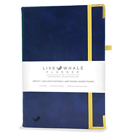 Live Whale Planner - Daily Diary Edition for Productivity and Mental Health - 4-6 Months Non Dated - 8.3 x 5.5” Leather Bound Personal Journal Organizer