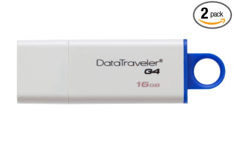 Kingston Digital 16GB DataTraveler Generation 4 USB 3.0 Flash Drive Pack of 2 (KW-U731602-8A)