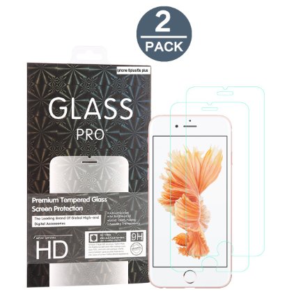 (2 Pack) iPhone 6S Plus Glass Screen Protector, Abestbox iPhone 6/6s Plus (5.5 inch ONLY) 9H HD Premium Tempered Glass, [0.26mm Thickness], 99.9% Light Transmission, Most Durable