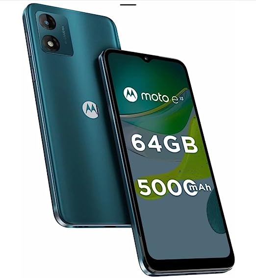 Motorola E13 4G (Aurora Green, 2GB RAM, 64GB Storage) | Unisoc T606 Octa Core 1.6 GHz | 13MP Rear | 5MP Front Camera| 6.5inch HD  IPS LCD Display with Dolby Atmos | IP52-rated Water-Repellent Design
