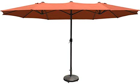 COBANA 15 ft Market Outdoor Umbrella, Extra Large Double-Sided Aluminum Table Patio Umbrella with Crank, Brick Orange