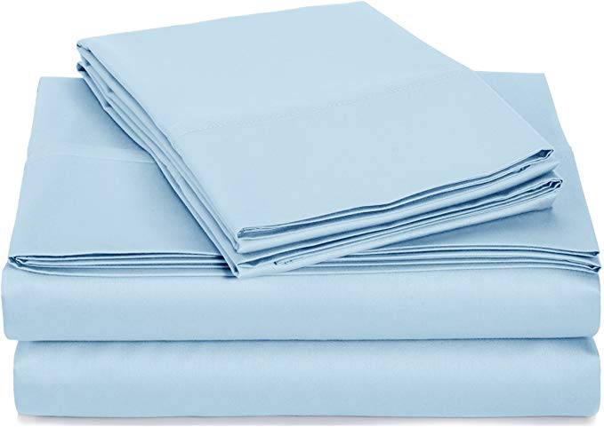 AmazonBasics 400 Thread Count Sheet Set, Full, Smoke Blue