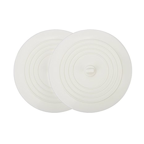 Kirecoo 2 Pack 6 Inches Silicone Tub Stopper Drain Plug, Sink Stopper For Your Kitchens, Bathrooms and Laundries (white)