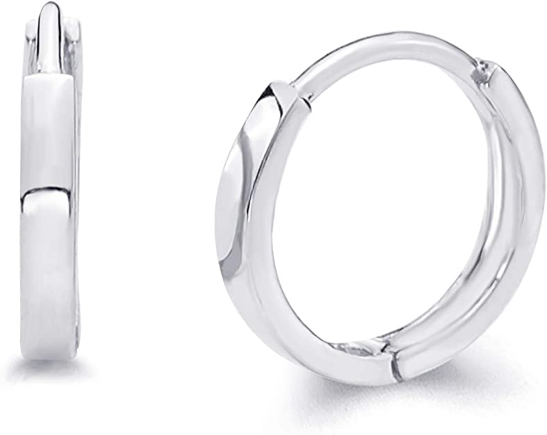 14k Yellow OR White Gold 2mm Thickness Huggie Earrings (11 x 11 mm)