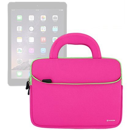 Evecase iPad Air 2 / iPad Pro 9.7, Case Bag, UltraPortable Handle Carrying Portfolio Neoprene Sleeve Case Bag for Apple iPad Pro 9.7, iPad Air 2 (iPad 6) / iPad Air (iPad 5), iPad 4, iPad 3, and iPad 2 - Hot Pink