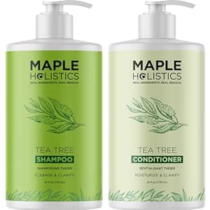 Tea Tree Shampoo and Conditioner Set - Sulfate Free Clarifying Shampoo and Conditioner for Oily Hair & Scalp Care with Australian Tea Tree Oil - Complete Dry Scalp Treatment for Build Up (25 Fl Oz)