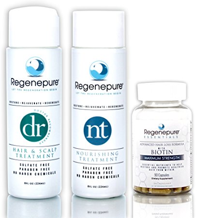 Regenepure - DR Shampoo, 8 Ounces   NT Shampoo, 8 Ounces   Biotin Supplement, 90 Capsules