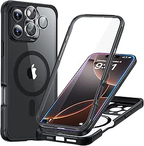 ESR Magnetic for iPhone 16 Pro Max Case [Compatible with MagSafe] Full-Body Military-Grade Drop Proof Phone Case for iPhone 16 Pro Max with Built-in 9H  Tempered Glass Screen Protector, Clear Black