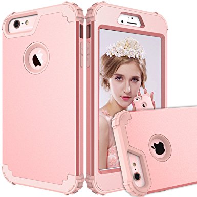 iPhone 6 Plus Case,iPhone 6s Plus Case PIXIU Shockproof Hybrid High Impact Hard Plastic Soft Silicon Rubber Armor best iphone 6 plus cases Rose Gold