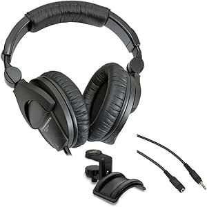 Sennheiser HD-280 PRO Headphones (SEHD280P) Bundle with Auray Headphones Holder with Padded Cradle and Pearstone 3.5mm Stereo Male to Female Extension Cable