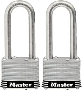 Master Lock 5SSTLJ Stainless Steel Outdoor Padlock with Key, 2 Pack Keyed-Alike, Silver