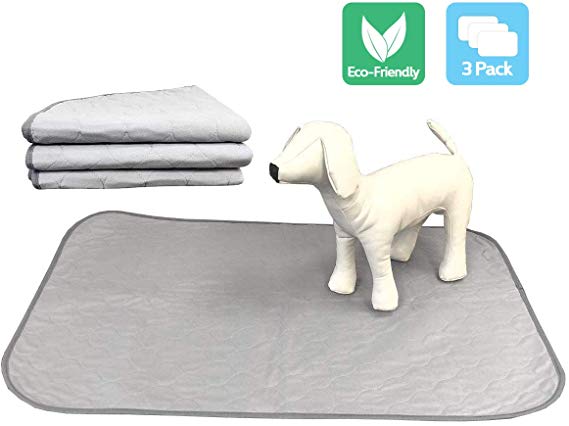 Highly Absorbent Reusable Washable Pet Training Pads with Waterproof Bottom (Pack of 3) Grey Fit Standard Cage