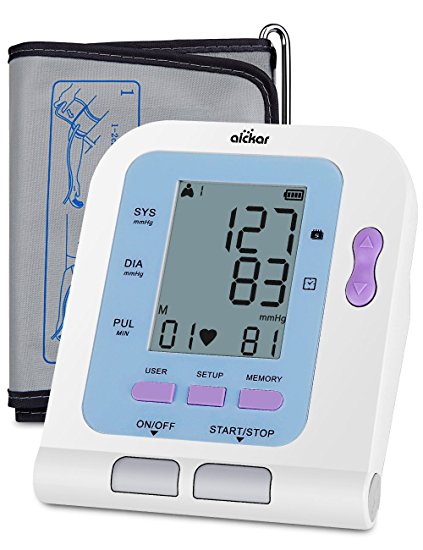 Aickar Upper Arm Blood Pressure Monitor FDA Approved 3 Users with AC Adapter Sync Blood Pressure Values with Computer Auto Power-Off with Medium Blood Pressure Cuff Fits For 8.7”~13” Arms