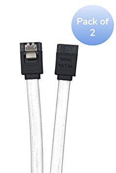 MICRO CONNECTORS 2-Pack 40” SATA III Straight Nylon Sleeved Cable with Locking Latch - White (F03-40SLW-2)