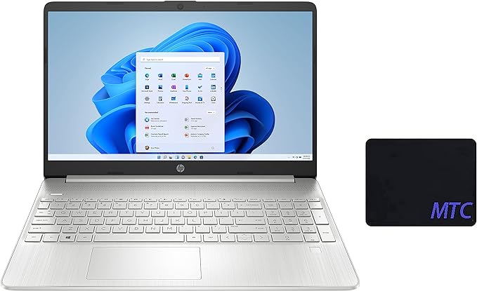 HP 15.6" FHD Laptop, 11th Gen Intel Core i5-1135G7 up to 4.2GHz, Intel Iris Xe Graphics, 8GB DDR4 RAM, 256GB PCIe SSD, Fingerprint Reader, Win10, Fast Charge, Natural Silver, with MTC Mousepad