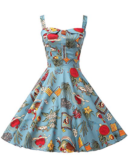 GRACE KARIN Women's Printed 1950's Vintage Retro Cocktail Party Dresses CL6092