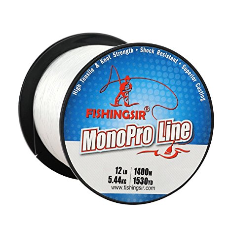 FISHINGSIR MonoPro Monofilament Fishing Lines Premium Mono Nylon Material, Superior Strong and Abrasion Resistant,4LB-80LB