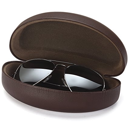 AV Extra Large Protective Hard Carrying Case for Oversized Sunglasses Eyeglasses and Reading Glasses with Microfiber Cleaning Cloth - Choose Your Color