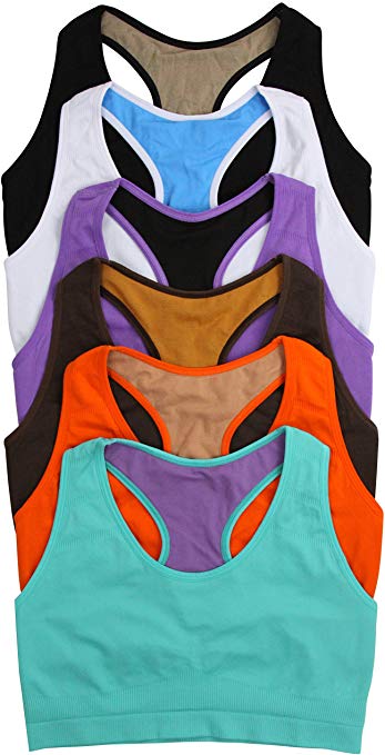 ToBeInStyle Women's 6 Pack Racerback Sports Bras