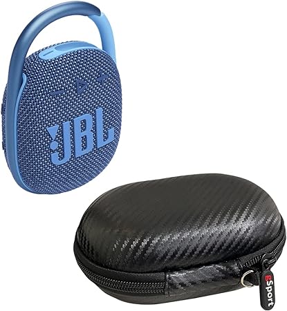 JBL Clip 4 Eco Waterproof Portable Bluetooth Speaker Bundle with gSport Carbon Fiber Case (Blue)