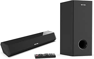 BYL BESTISAN Sound Bars for TV with Subwoofer, 2.1 Deep Bass Small Soundbar TV Monitor Speaker Home Theater Surround Sound System for PC Gaming with Bluetooth/AUX/HDMI/Optical Connection (Renewed)