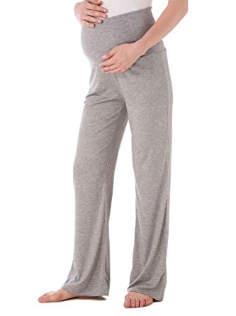 Ecavus Women's Maternity Wide/Straight Versatile Comfy Palazzo Lounge Pants Stretch Pregnancy Trousers