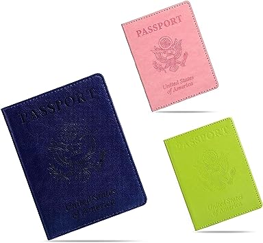 labato Passport Holder Women, Passport Wallet Travel Document Organizer, Waterproof Cruise Accessories Travel Must Haves, PU Leather Passport Cover for Women Men (Blue/Pink/Green)