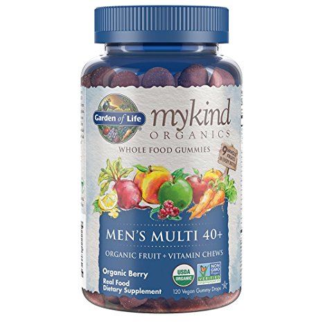 Garden of Life Gummy Vitamin for Men - mykind Organics Gummy Multivitamin for Men 40 , 120 Count Certified Organic Fruit Chews