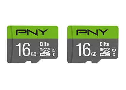 PNY 16GB Elite Class 10 U1 microSDHC Flash Memory Card 2-Pack (P-SDU16GX2U185GW-GE)