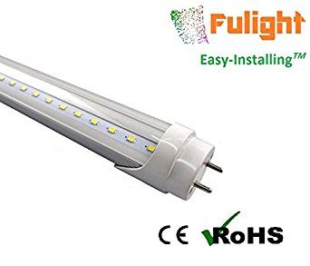 Fulight Easy-Installing & Clear ¤ T8 LED Tube Light - 2FT 24" 10W (18W Equivalent), Cool White 4000K, F17T8, F18T8, F20T10, F20T12/CW, Double-End Powered, Clear Cover, Works from 85-265VAC