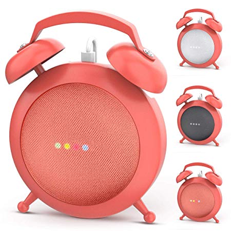 Google Home Mini Stand Holder, Retro Alarm Clock Stand Mount Base Protective Case Compatible with Google Home Mini (Orange)
