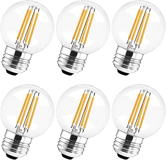 Hizashi E26 Light Bulb 40 Watt Dimmable Edison LED Light Bulbs G16.5 Light Bulbs for Chandeliers and Ceiling Fan Light Bulbs, CRI 90 , 420LM, 110V-130V Warm White 2700K