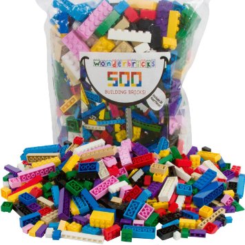 Building Bricks - 500 Pc Bulk Blocks - Includes 30 Roof Pieces - Compatible with Lego